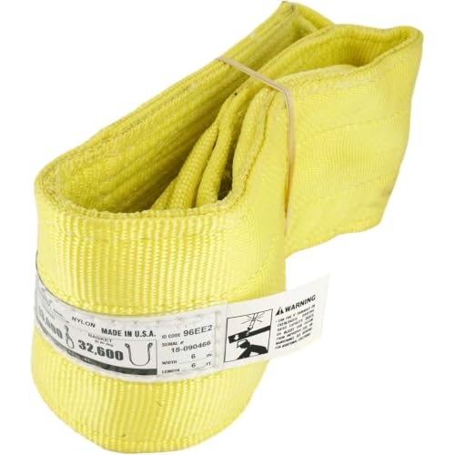 DD Sling 6 Inch x 6 Foot Nylon Lifting Sling – USA Made, 16,300 lb Vertical, 13,000 lb Choker, 32,600 lb Basket – 2-Ply Heavy Duty 900 Webbing, Type 3 Flat Eye & Eye Rigging Sling