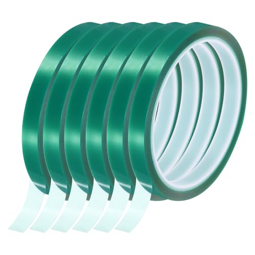 Image of uxcell Green Heat Tape, 6 Rolls 10mmx33m 108ft High Temperature Heat Resistant Tape for Sublimation,Heat Vinyl Press,Heat Transfer, Circuit Board, No Residue