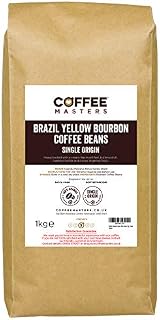Coffee Masters Brazil Yellow Bourbon Coffee Beans 1kg - Single Origin 100% Arabica Coffee Beans for a Heavy Bodied Creamy Espresso - Ideal for Espresso Machines