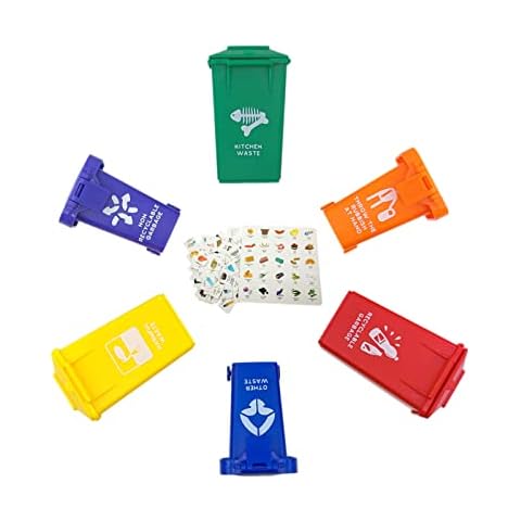Nuanmu Trash Can Toy Kids Push Toy Vehicles Garbage Can 2 Style of 6 Colors Cover