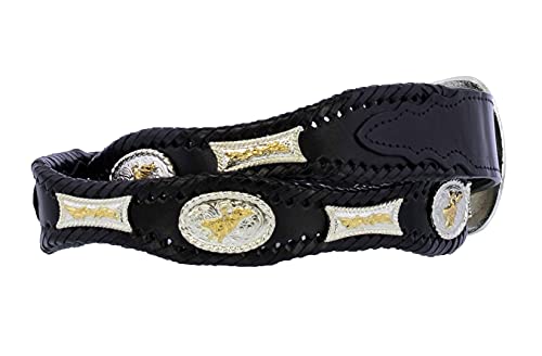 El Presidente Mens Black Concho Western Dress Cowboy Belt Real Leather2