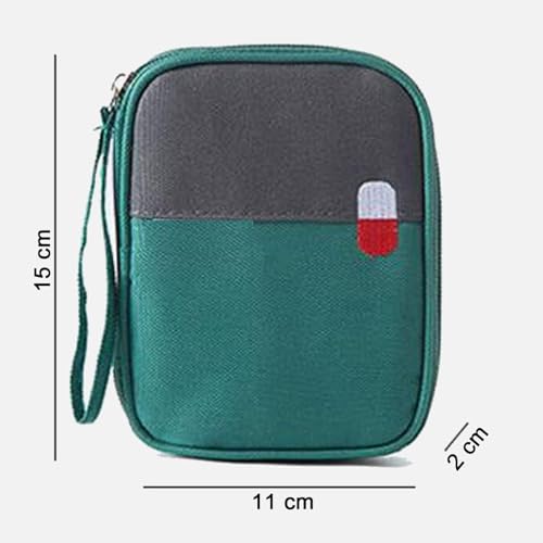 Image of ARURA (LABEL) Oxford Cloth Medicine Bags, Travel First Aid Box, Empty First Aid Kit Waterproof Medicine Storage Box, First Aid Pouch for Home, Office, Travel, Camping, Hiking (Small), Green