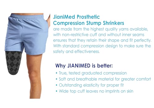 Image of Prosthetic Stump Shrinkers-Above Knee, 35cm, Compression, 20-30, Amputee Socks, Tartan Pattern, Taiwan Excellence