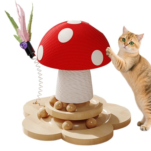 Tiragraffi Per Gatti A Forma Di Fungo - Tiragraffi A Forma Di Fungo | Sisal Torre Base Robusta | Giocattolo Interattivo Multifunzionale Per Appartamento, Interno, Esterno, Compleanno