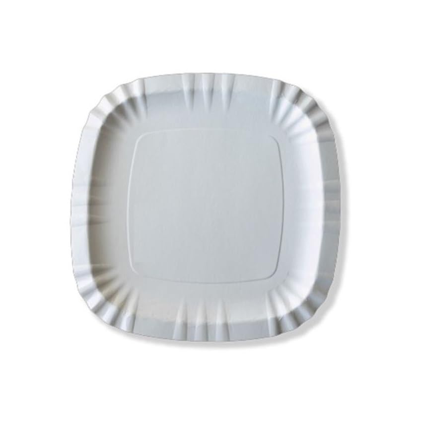 Piatto Quadro Cartoncino Bianco 24×24 – 800 Pz - Piatti Piani Monouso Ideale per Catering Buffet Feste Party Eventi