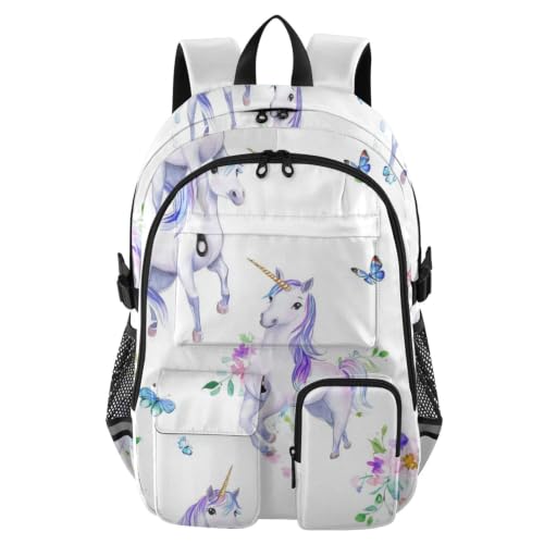 Mochila para laptop 17.5 pulgadas blanca de unicornios infantiles y bolsas de trabajo
