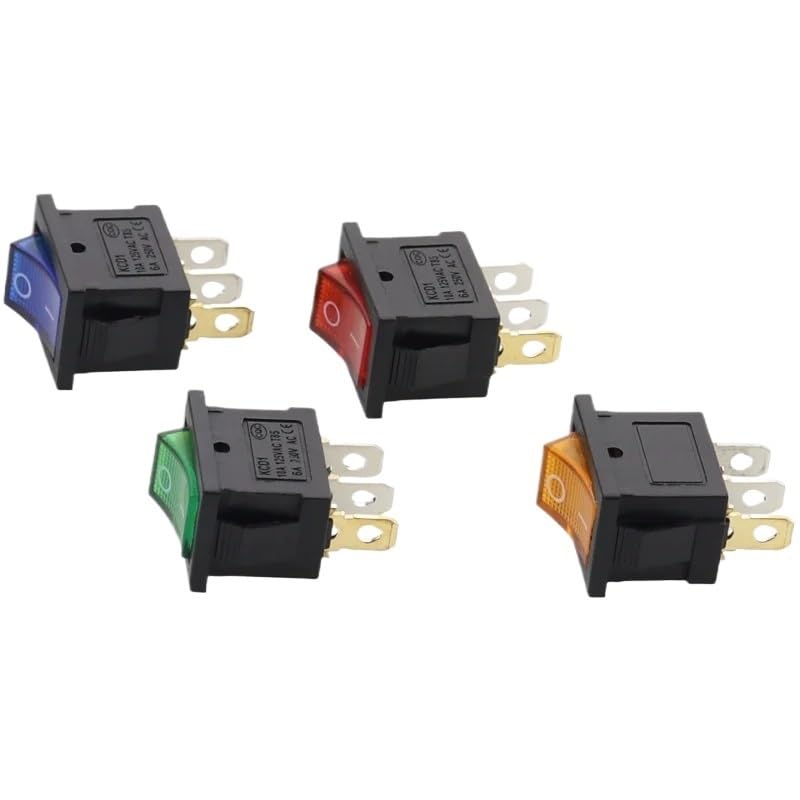 1Pcs KCD1 Series 2/3/4 Pin Boat Car Rocker Position Power Switches 15mm x 21mm Black Red Green 6A/250V 10A/125V AC(2D6P-Black)