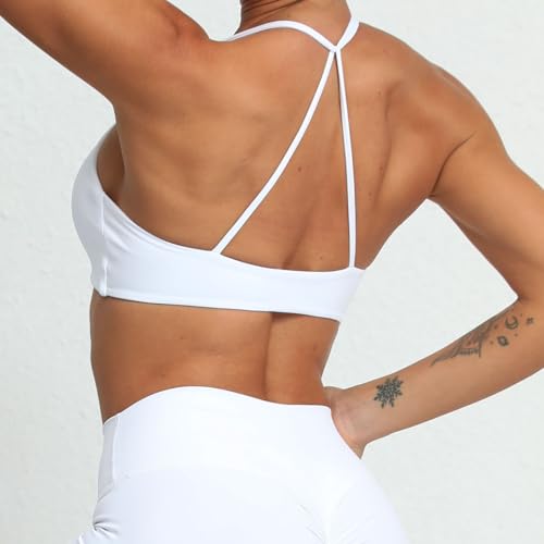 Image of ABOCIW Sports Bras for Women Twist Criss-Cross Back Padded Workout Tank Tops Low Impact Gym Yoga Bra