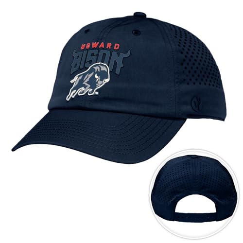 Desert Cactus Howard University Snapback Baseball Hat, HU Bison Unstructured BreezePro Performance Hat with Adjustable Silicone Strap (Design BP2-Navy F)