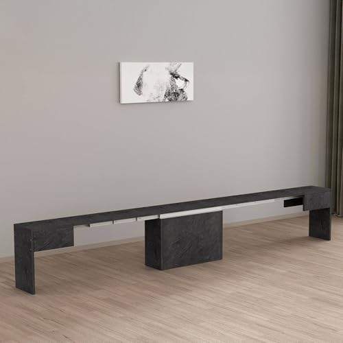 Dmora Ubertino, Asiento para Mesa de Comedor, Banco Individual Extensible, 290x25h45 cm, Pizarra