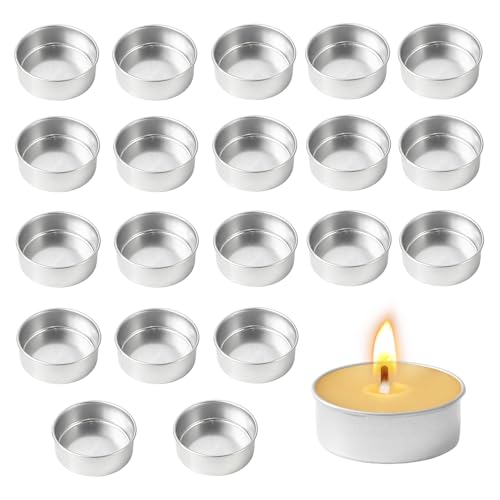 XHYASD 20 Pièces Porte-Chauffe-Plat Métal 40mm, Coupelles Argentées, Contenants Vides en Métal pour Bougies Chauffe-Plat, Mariage, Noël, Décoration de Table