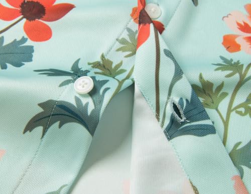 MAGNIVIT Mens Hawaiian Shirt Wrinkle Free Short Sleeve Button Down Casual Tropical Floral Print Summer Beach Vacation Shirts GreenBgP1-XL — view 5