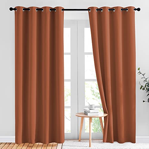 NICETOWN Living Room Curtains for Windows 84 inch Long - Decorative Thermal Insulated Grommet Room Darkening Window Treatments for Bedroom/Porch, Burn