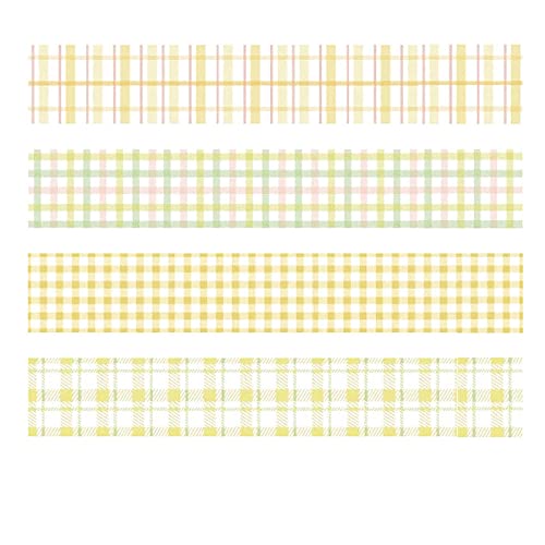 Master_GGGGG マスキングテープ ハンドアカウント 和紙テープ ステッカーテープ かわいい おしゃれ黄色のグリッド2cm X 200cm X 4pcs