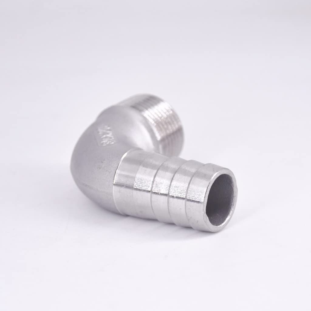 Conector de Manguera 1 Pieza de Conector de Tubo de Codo, Conector de Manguera Macho BSP de 90 Grados, Conectores de Tubo de Acero Inoxidable 304(1l2 BSP To 8mm)