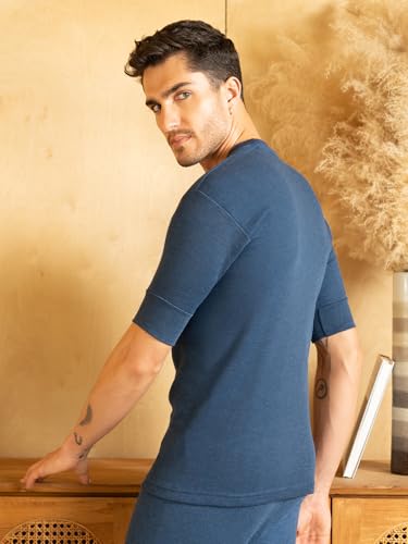 Image of Lux Cottswool Men's Pack of 2 Half Sleeves Round Neck Thermal Set