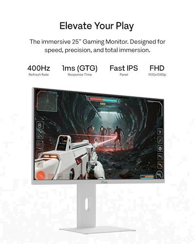 Image of Pixio PX258 Hayabusa White 24.5 inch (24 inch / 25 inch Equivalent) 400Hz Refresh Rate FHD 1080p Resolution Fast IPS Panel 1ms GTG Response Time Gaming Monitor with PS2S White Ultrawide Heavy-Duty Pre