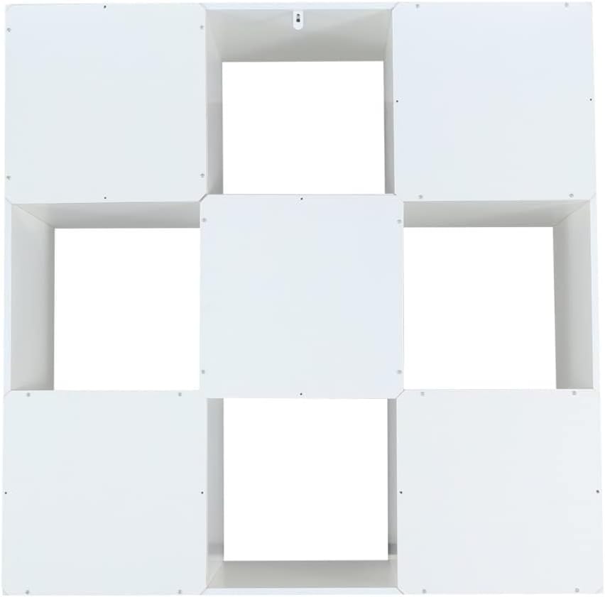 Amazon Basics Storage Cube Shelf Organizer, 9 Cubes, White, 11.7" D x 35.9" W x 35.9" H