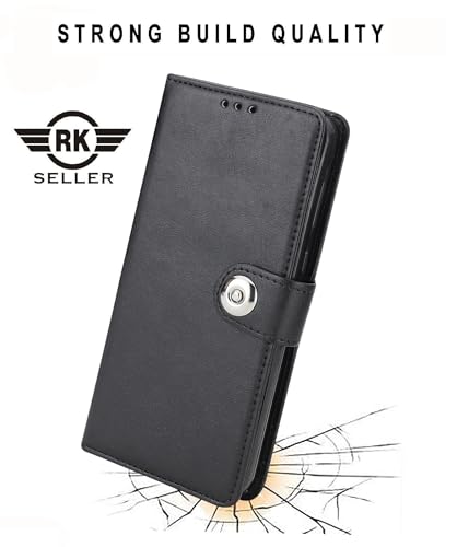 Image of Flip Back Cover Case for Vivo Y18e 5G | PU-Leather Finish & Magnetic Stand with Card Holder | Shockproof | Mobile Case Cover for Vivo Y18e 5G (Black)