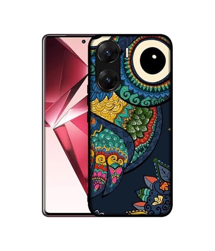 Image of Owl Illustration Design Premium 2D Printed Metal Back Case Cover for Vivo V29E 5G