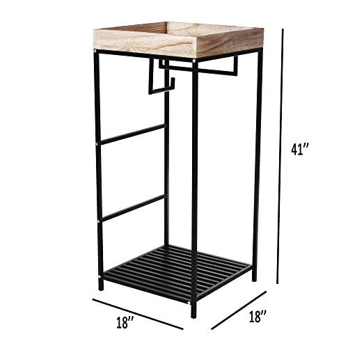 Pinkblue American Flag Tactical Duty Gear Rack With Gun Storage Drawer – Police Storage Shelf With Firearm Storage & Law Enforcement Organizer-Veterans &Police Gift (Wood Color-Customize) #TOP1