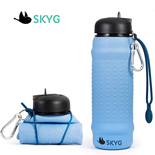 SKYG Collapsible Water Bottle-BPA Free, Food Grade Silicone Portable Foldable Sport Leak Proof