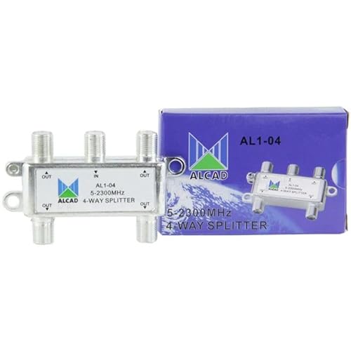 Splitter Antenna TV e Satellitare Alcad AL1-04 4 Uscite 5–2300MHz – Divisore di Segnale Coassiale per Impianti SAT e TV 4 – Uscite – 5-2300MHz
