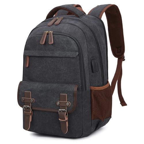 Canvas travel Laptop Backpack for Men Women,Work backpack Fits 15.6 Inch Laptop, Bookbag with USB Charging Port