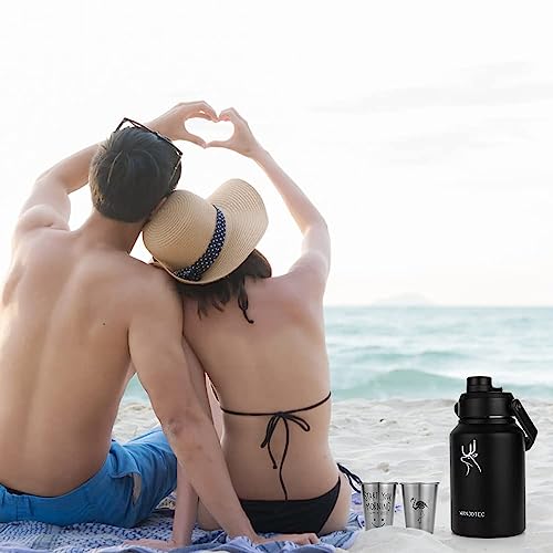 128 Oz Insulated Water Bottle,Wanjotec Half Gallon Water Jug With 4 Cups, Men Women Motivational Stainless Steel Water Bottle For Hiking Gym Travel Sports Workout #TOP7