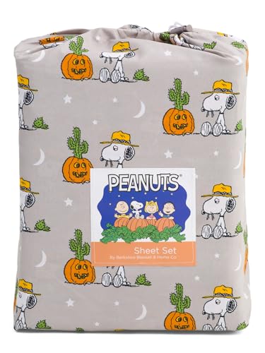Berkshire Blanket Peanuts Halloween Fall Themed Sheet Sets (Gray - Spike Pumpkin & Cactus Full)