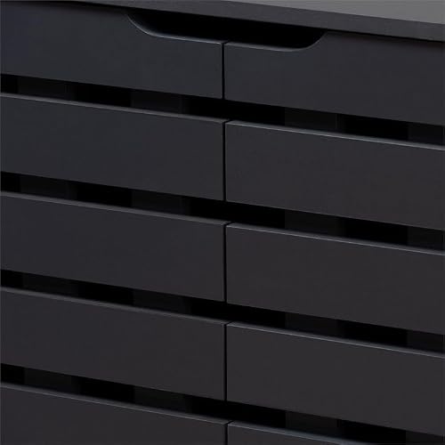 Baxton Studio Shirley Modern And Contemporary Dark Grey Finished 2-Door Wood Shoe Storage Cabinet With Open Shelves #TOP2
