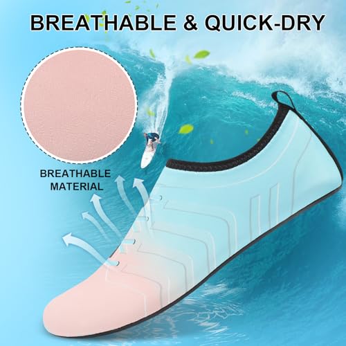 Mens Womens Water Shoes Quick Dry Barefoot Shoes Non-Slip Aqua Socks for Beach Swim Orange Blue4