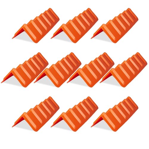Image of Flatbed Edge Protectors 8 inch x 8 inch x 36 inch, V Shaped Winch Ratchet Straps Plastic Corner Protector for Flatbed Cargo Load (Orange, 10 - Pack)