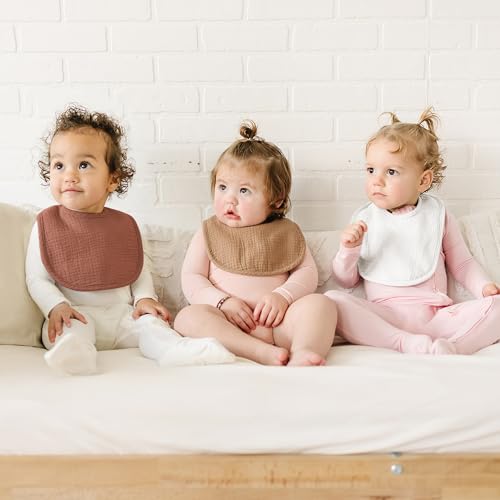 Image of Konssy Muslin Baby Bibs 8 Pack Baby Bandana Drool Bibs Cotton for Unisex Boys and Girls, Soft Absorbent Set for Teething and Drooling