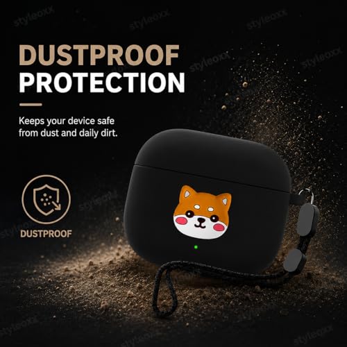 Image of Anvique Silicone Case for OnePlus Buds 4 Pro,Shockproof Protective Cover, Scratch Resistant, Lightweight, Precise Fit with Charging Access (Shiba Dog Lanyard)