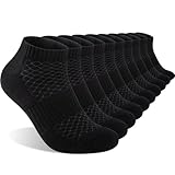 Monxiery Mens Cotton Cushioned Ankel Socks, Athletic Performance Running Moisture Wicking Breathable socks.