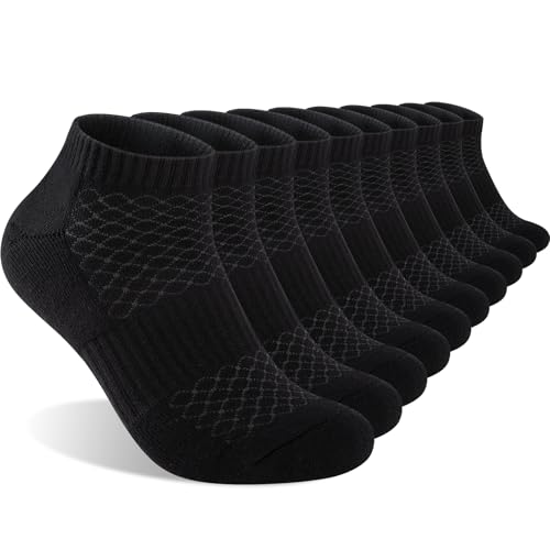 Monxiery Mens Cotton Cushioned Ankel Socks, Athletic Performance Running Moisture Wicking Breathable socks.