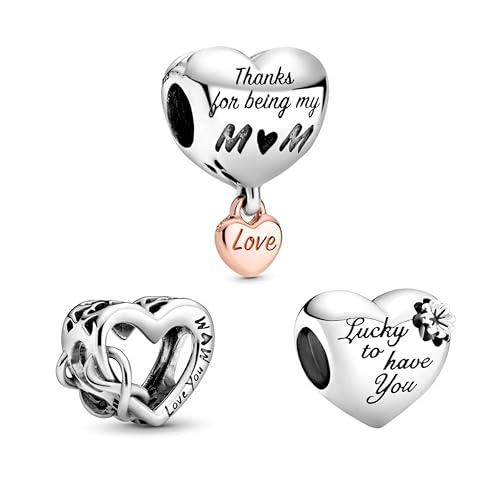 Image of Mom Family Charms Bead for Bracelets and Necklaces Jewelry Charm for Women Valentine Mother's Day
