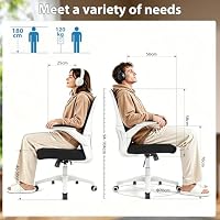 Durrafy Ergonomischer Bürostuhl Schreibtischstuhl mit Hochklappbaren Armlehnen,Verstellbarer Lendenwirbelstütze, Höhenverstellbarem Drehfuß und Einer bis zu 130° Neigbaren Netzrückenlehne – Ansicht 3