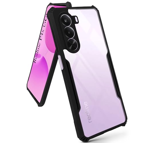 Image of Jkobi Hybrid Back Cover Case for Realme P4x (Shockproof with Polycarbonate Clear Panel | Professional Black)
