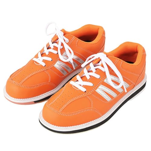 Wizeny Bowling Shoes Mens Classic Non-Slip Comfortable Lawn Bowling Sneakers Lightweight Breathable Fashion Lace Up,Orange,11