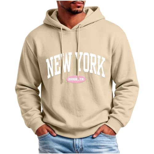 Men's New York Graphic Hoodie Winter Fleece Pullover Sweatshirt