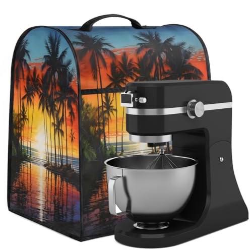 Coffee Maker Cover Ocean Palm Tree Sunset Kitchen Appliance Covers Small Appliance Covers Blender Cover Juicer Cover Dust Covers for Kitchen Appliances with Top Handle and Pockets,Washable,B183