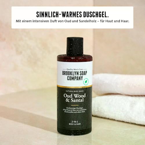 Brooklyn Soap Company Duschgel für Männer 1 Liter - Oud Wood & Santal Body Wash - 2-in-1 Duschgel für Herren für Haut und Haare - Shower Gel – Bild 4