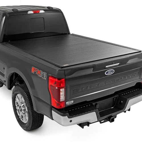 Rough Country Hard Roll-Up Tonneau Cover for Ford F-250 & F-350 SuperDuty (2017-2025) - Aluminum Truck Bed Cover, Fits 6'10" (81.9") Bed