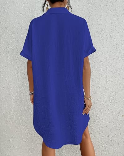 Image of Bsubseach Women Swimsuit Coverup Shirt Dress Button Down Bathing Suit Cover Up Beach Vacation Outfits