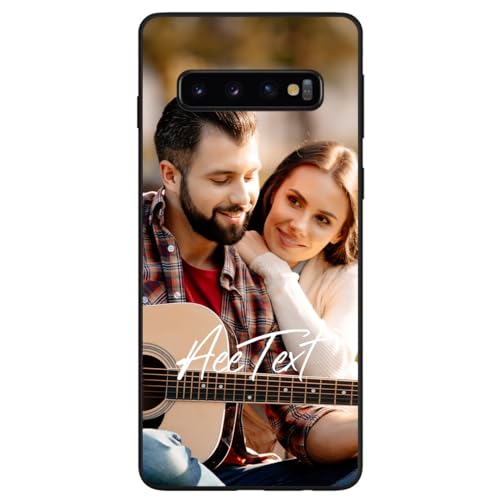 Funda Personalizada para Samsung Galaxy S10 Plus con Foto Imagen Texto Personalizable Carcasa Case Prueba de Golpes Silicona Suave TPU CREA tu Propia Fundas de Movil Personalizada Protección Negro