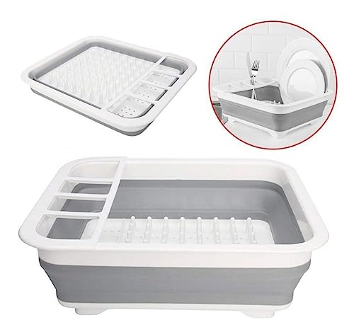 E18k Escorredor de louças retrátil de silicone para Talheres, Pratos, dobrável moderno e pratico