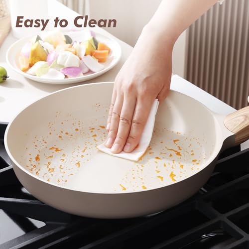 SENSARTE Ceramic Nonstick Frying Pan Small Skillet 8Inch Non Stick Omelette Pans, Non-toxic Healthy Kitchen Cooking Chef's Pan, Free of Intentionally Added PFOA/PFAS/PTFE, Induction Compatible, Taupe by SENSARTE - Image 5