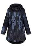 Modischer Allover-Druck Ulla Popken Damen Parka mit Tunnelzug und Kapuze, Blau (Marine 74905976), 50-52